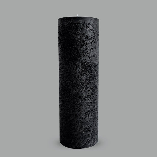 Large textured black pillar candle