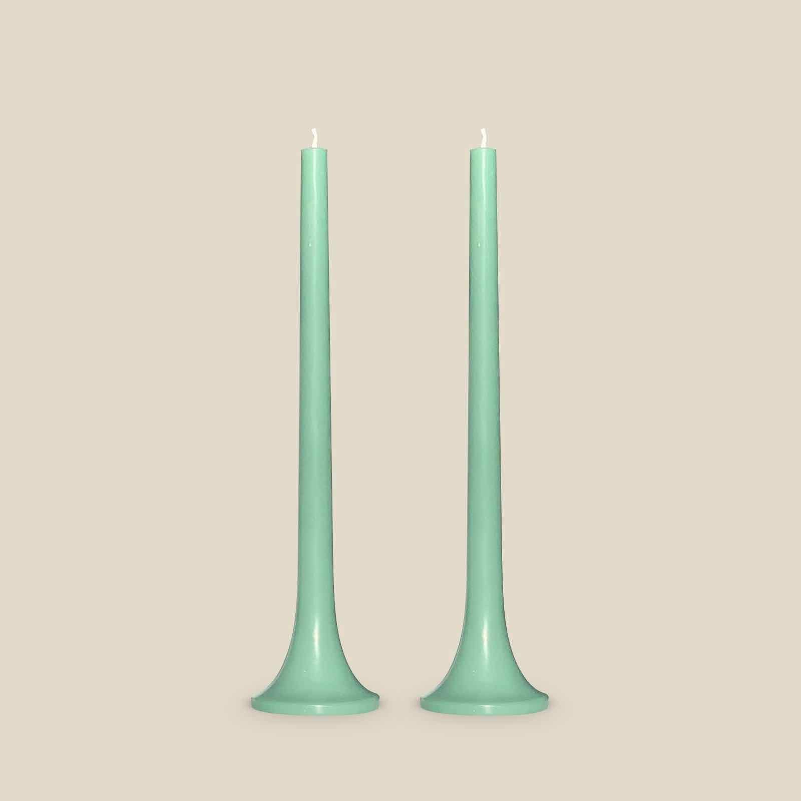 Jade green taper candles