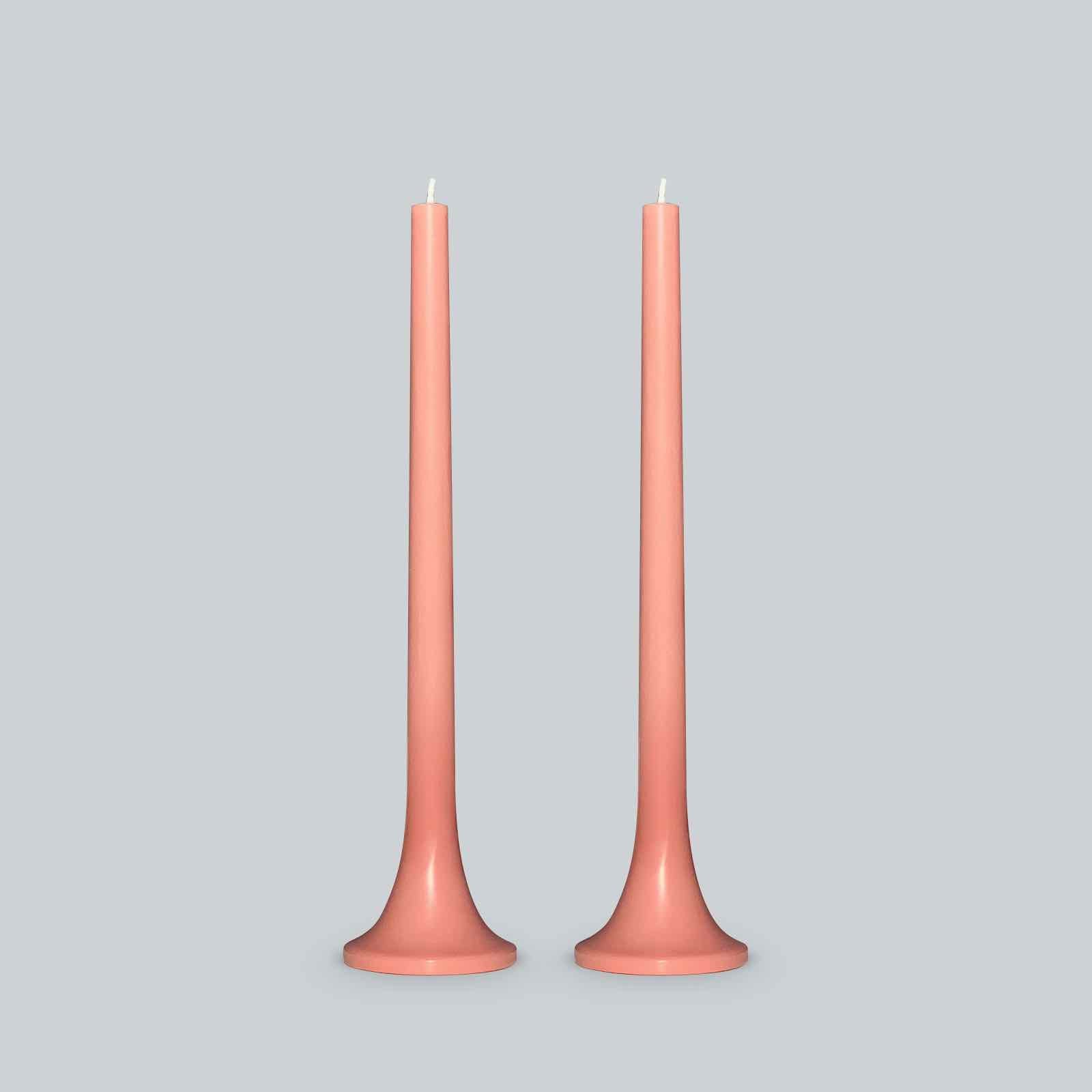 Peachy pink taper candles