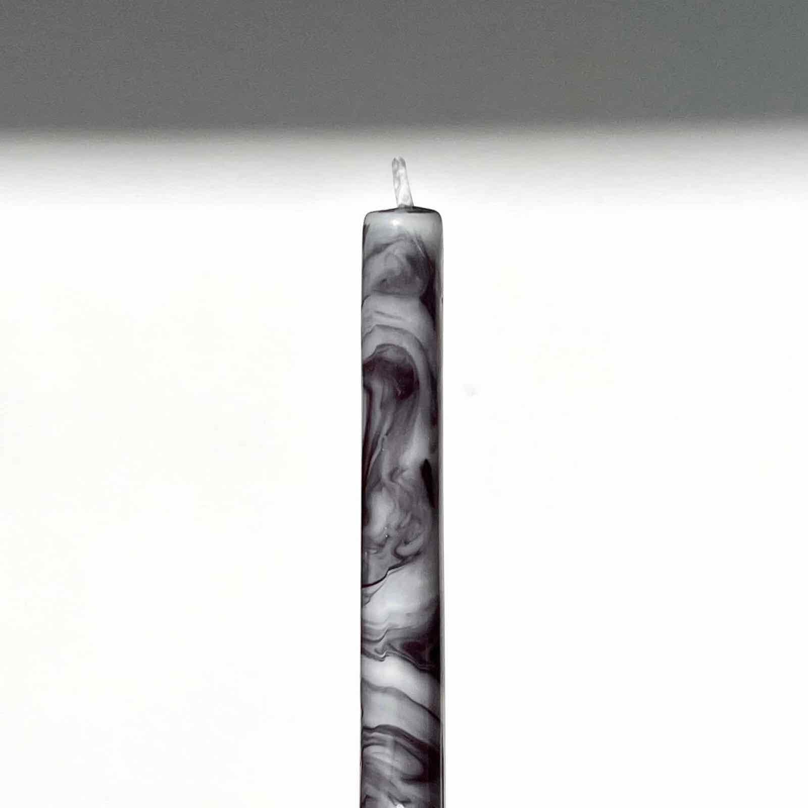 Taper candle in black and white marble