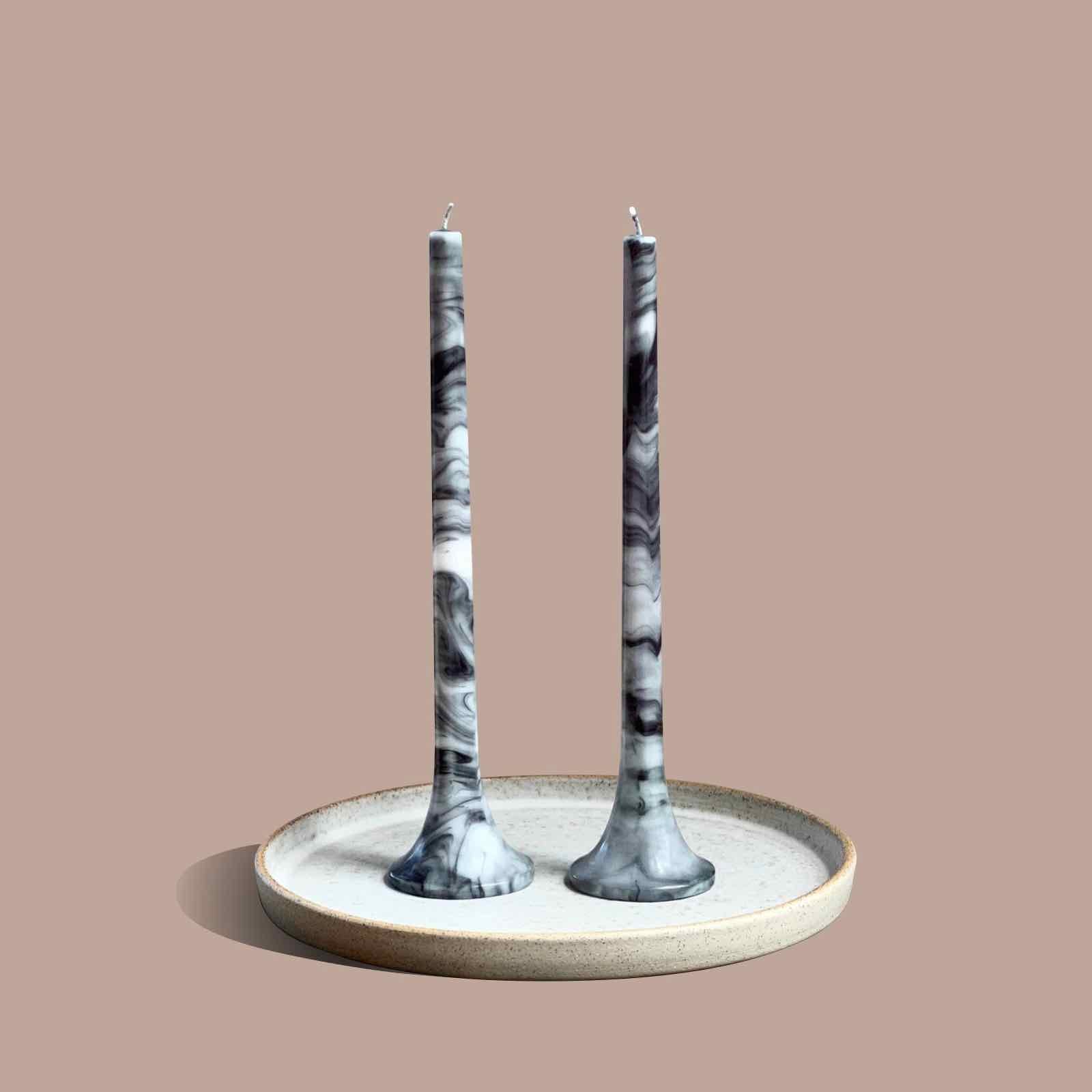 Marble taper candles