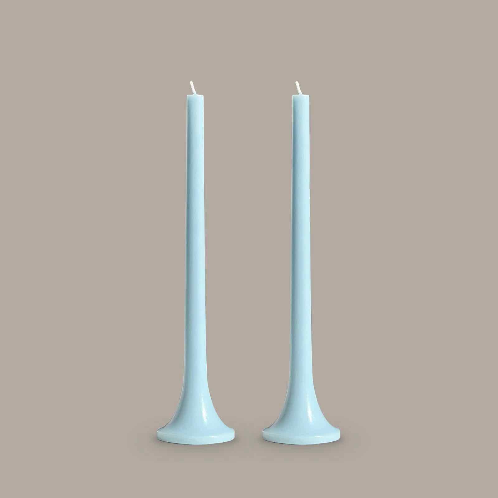 Pale blue taper candles