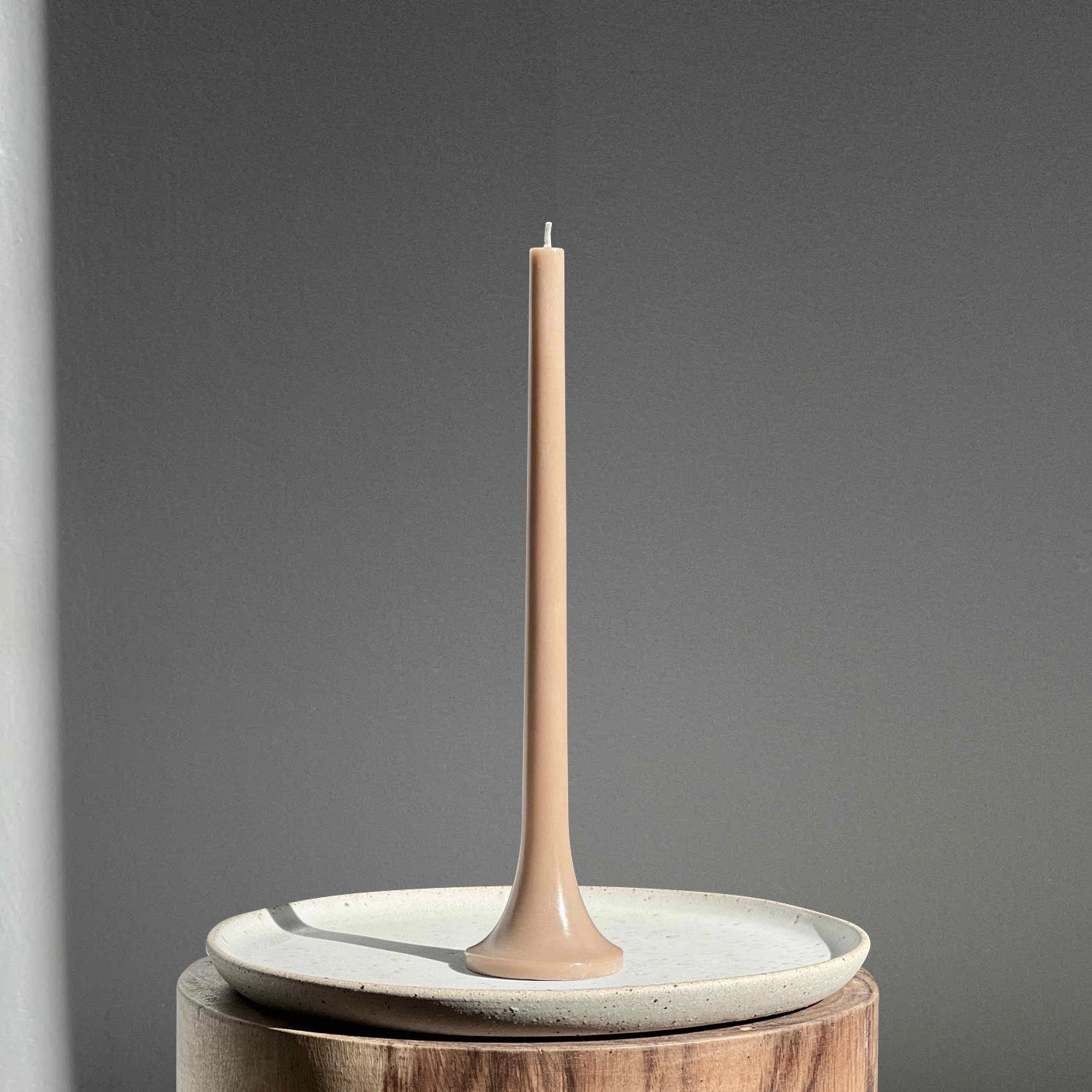 Natural taupe candlestick