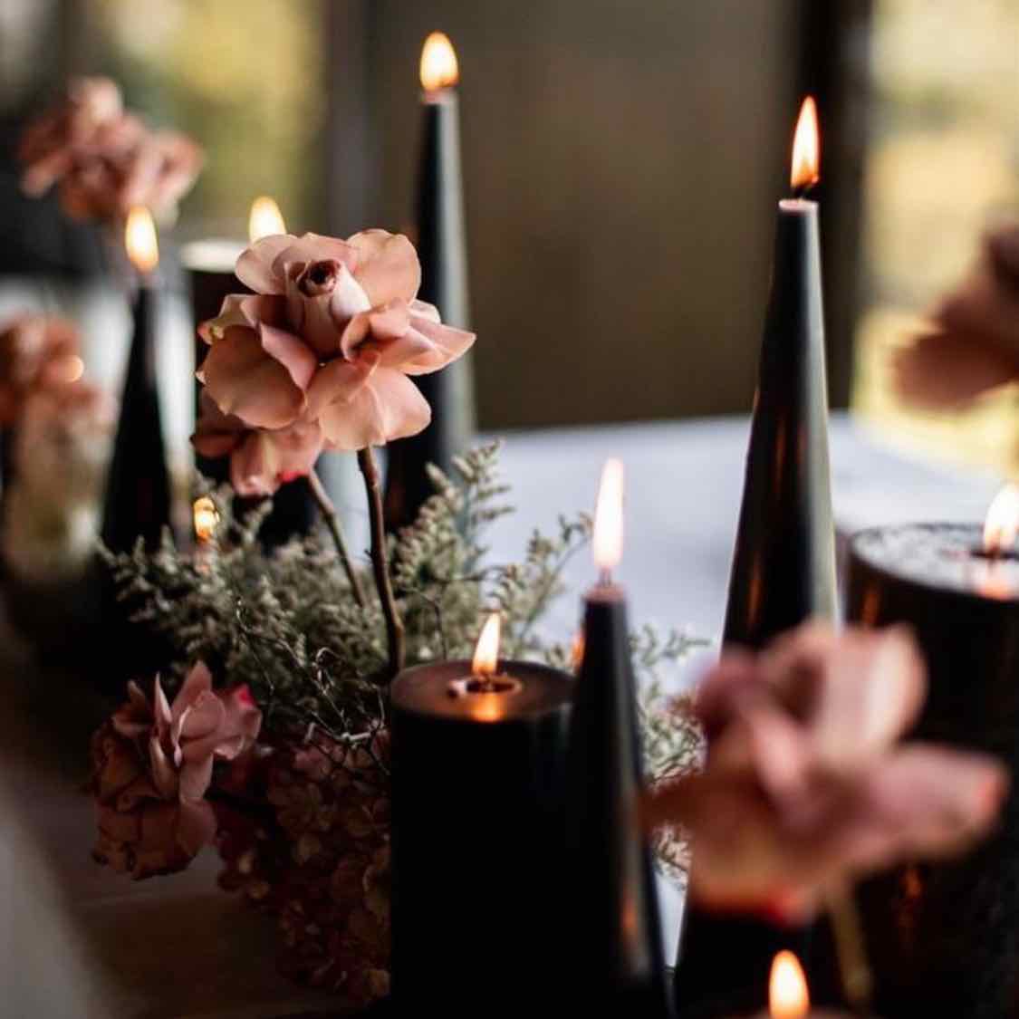 Black wedding cone candles