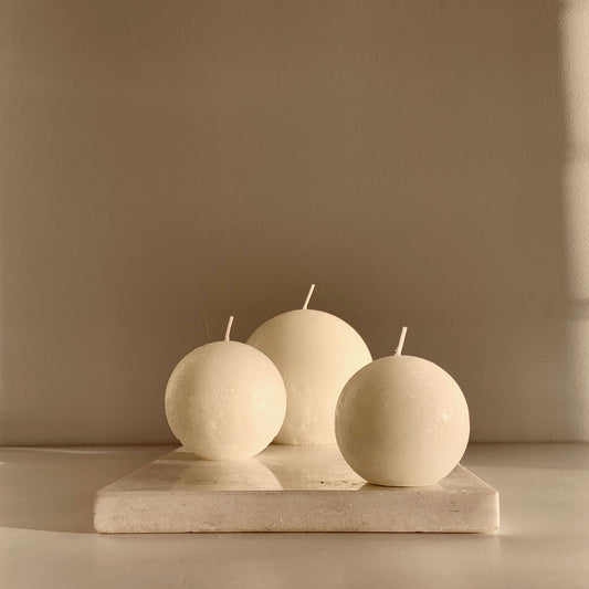 Textured white ball candles